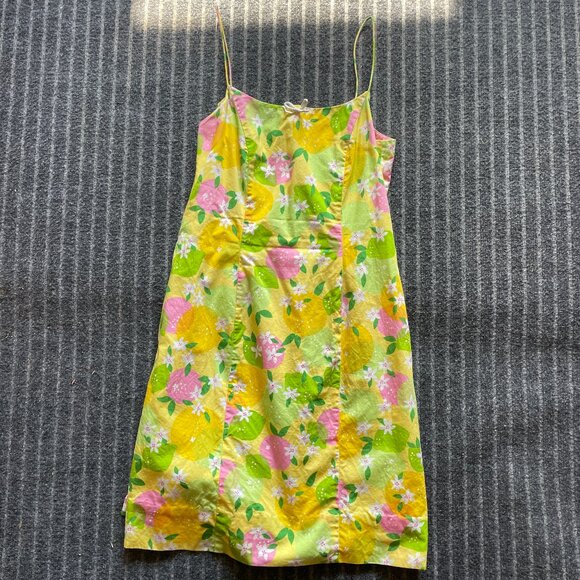 Lilly Pulitzer spaghetti strap dress. Citrus Lemonade Theme Size 4 Cotton - Picture 2 of 7